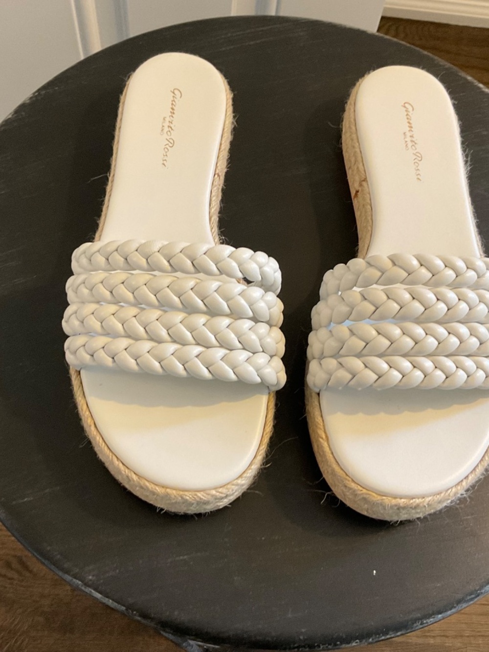 Gianvito Rossi White Leather Espadrille Slides - Picture 6 of 6